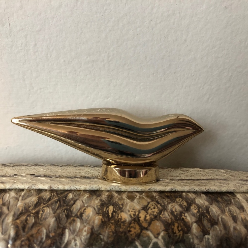 DVF Metallic Distressed Snake Leather Clutch - Picture 3 of 8